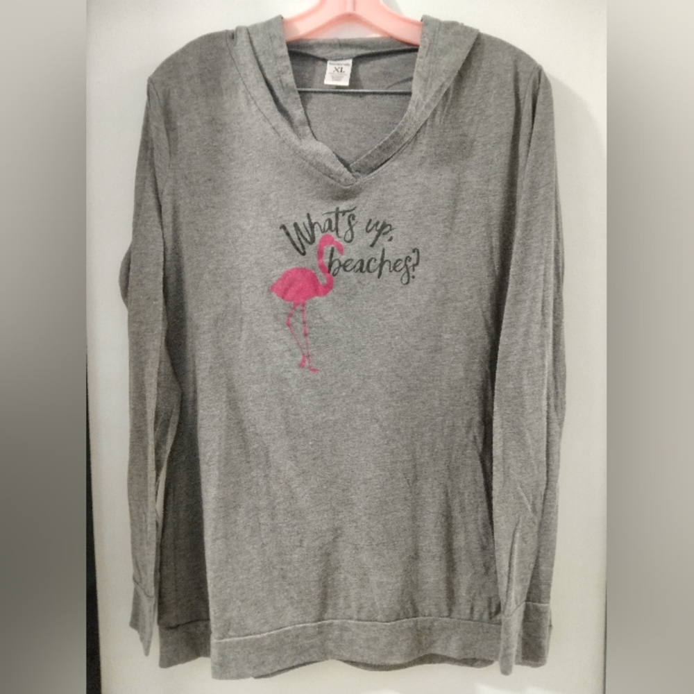 Long sleeve T-shirt flamingo hooded XL